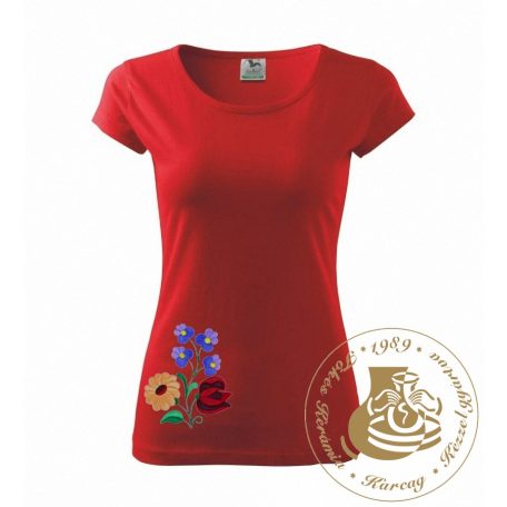 Hímzett női póló kalocsai mintával