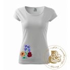 Hímzett női póló kalocsai mintával