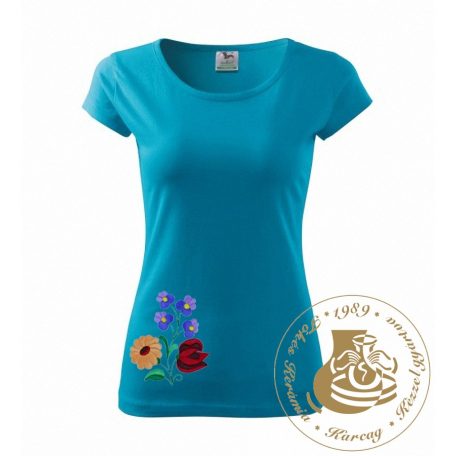 Hímzett női póló kalocsai mintával