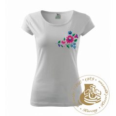 Hímzett női póló kalocsai mintával