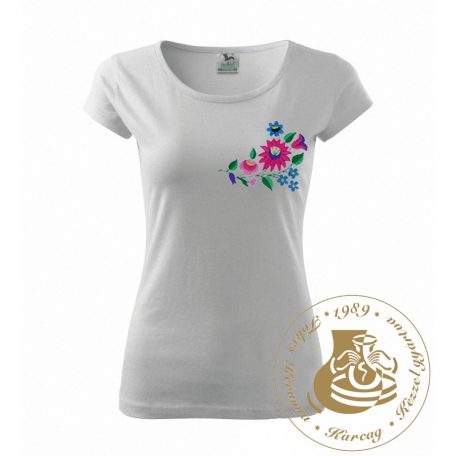 Hímzett női póló kalocsai mintával