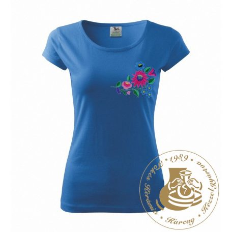 Hímzett női póló kalocsai mintával