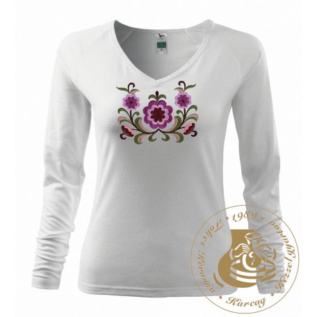 Hímzett női hosszú ujjú póló kun mintával