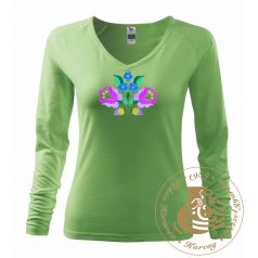 Hímzett női hosszú ujjú póló kalocsai mintával