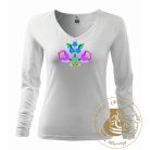 Hímzett női hosszú ujjú póló kalocsai mintával