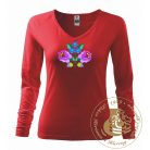 Hímzett női hosszú ujjú póló kalocsai mintával