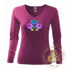 Hímzett női hosszú ujjú póló kalocsai mintával