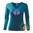 Hímzett női hosszú ujjú póló kalocsai mintával