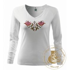 Hímzett női hosszú ujjú póló kun mintával