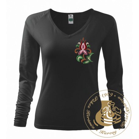 Hímzett női hosszú ujjú póló kun mintával