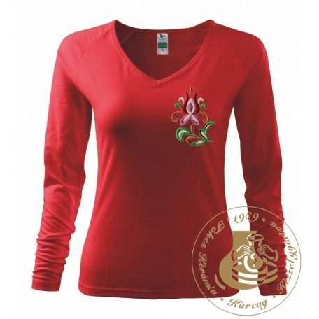 Hímzett női hosszú ujjú póló kun mintával