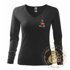 Hímzett női hosszú ujjú póló kalocsai mintával