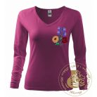 Hímzett női hosszú ujjú póló kalocsai mintával