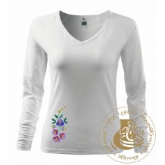Hímzett női hosszú ujjú póló kalocsai mintával