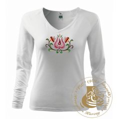 Hímzett női hosszú ujjú póló kun mintával