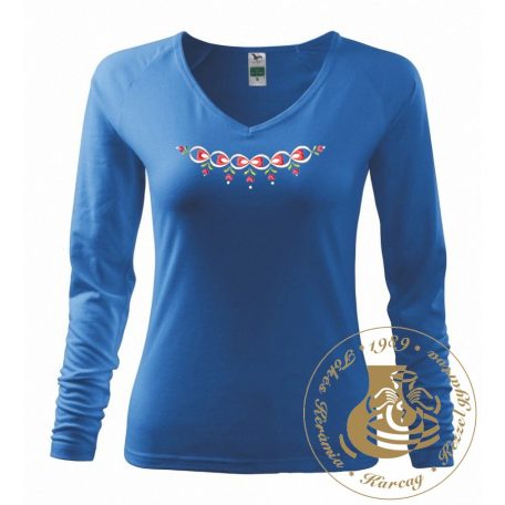 Hímzett női hosszú ujjú póló kun mintával