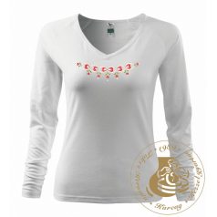 Hímzett női hosszú ujjú póló kun mintával