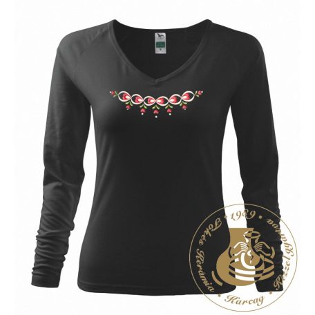 Hímzett női hosszú ujjú póló kun mintával