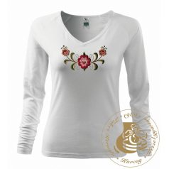 Hímzett női hosszú ujjú póló kun mintával