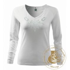 Hímzett női hosszú ujjú póló kun mintával