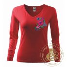 Hímzett női hosszú ujjú póló kalocsai mintával