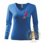 Hímzett női hosszú ujjú póló kalocsai mintával