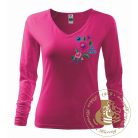 Hímzett női hosszú ujjú póló kalocsai mintával