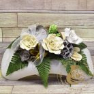 Kegyeleti dísz - íves műanyag kehelyben