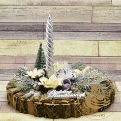 Karácsonyi faháncsos ovál asztaldísz