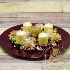 Adventi piros metál asztaldísz