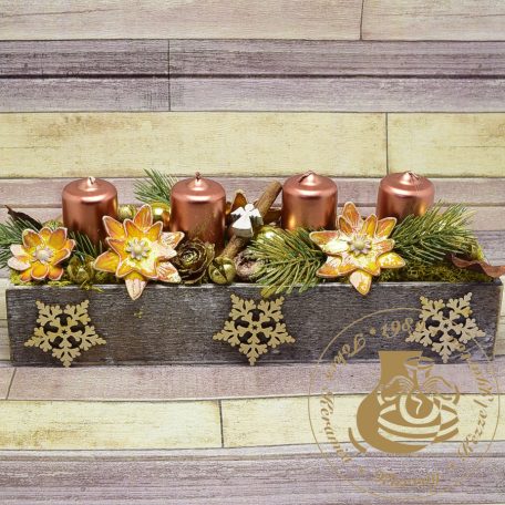Adventi asztaldísz fa dobozban