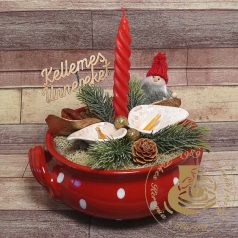 Karácsonyi asztaldísz kerámia tálkában