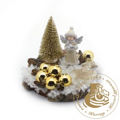 Angyalkás Karácsonyi asztaldísz fa lapon