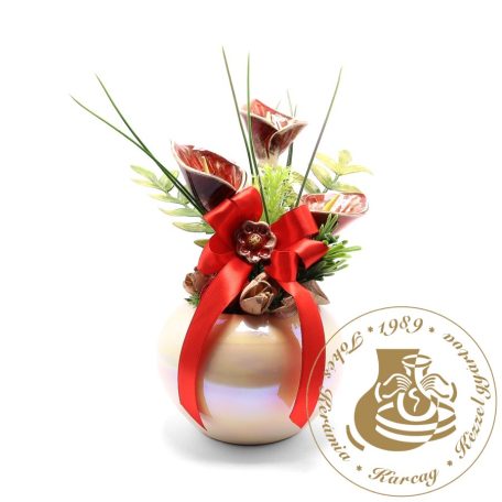 Kerámia kálák kézműves kerámiakaspóban - asztaldísz