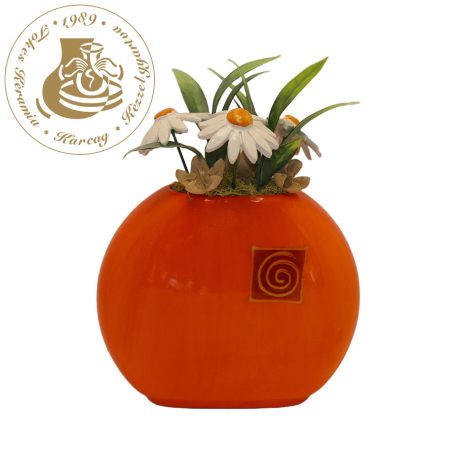 Kerámia kamilla virágok kerámia vázában - asztaldísz