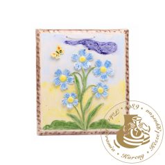 Türkizkék búzavirágok - kézműves kerámia falikép