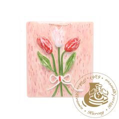 Tulipánok csokorban - kézműves kerámia falikép