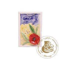 Piros pipacs - kézműves kerámia falikép