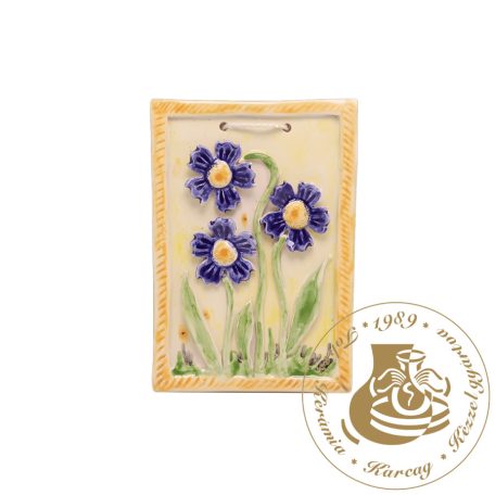 Kék búzavirágok - kézműves kerámia falikép